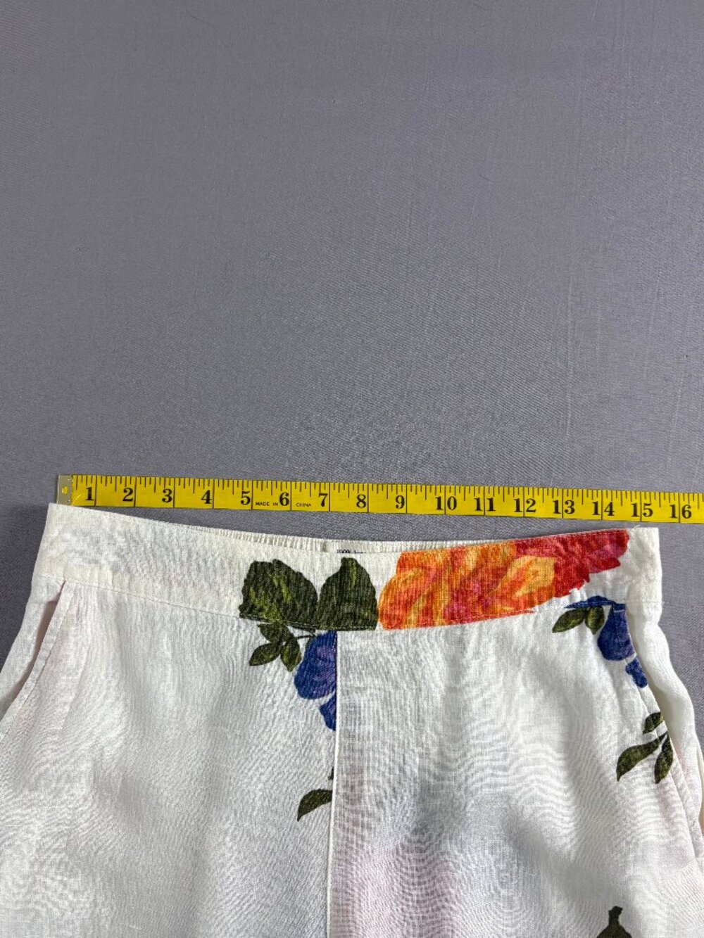 Joie 100% Linen Floral Wide Leg Pants L White Pull On Beach Resort Boho - Picture 8 of 10
